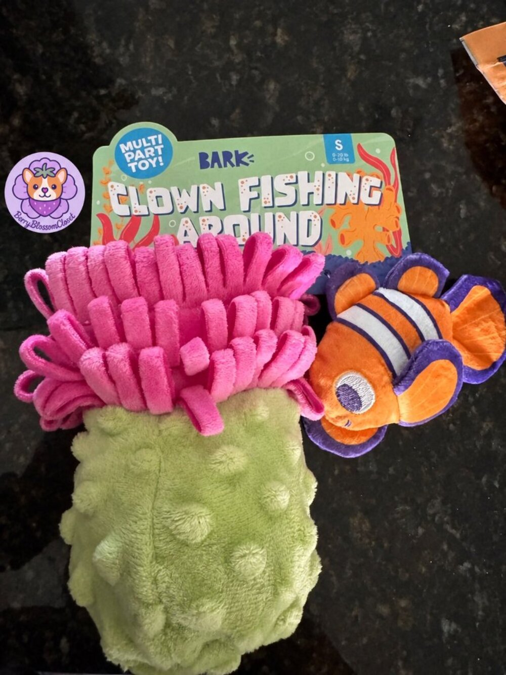 BARK Clown Fishing Around Multi-Part Plush Dog Toy - NWT